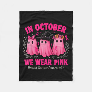 In oktober Draag we Pink Ghost Halloween Women Bre Fleece Deken