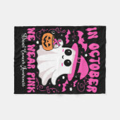 In oktober Draag we Pink Ghost Witch borstkanker Fleece Deken (Voorkant (Horizontaal))