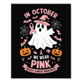 In oktober Draag we Pink Ghost Witch borstkanker Foto Afdruk (Voorkant)