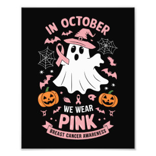 In oktober Draag we Pink Ghost Witch borstkanker Foto Afdruk