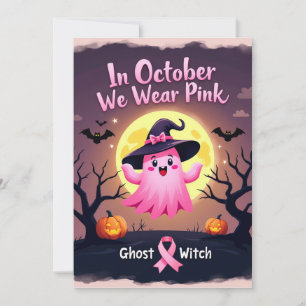 In oktober Draag we Pink Ghost Witch borstkanker Kaart