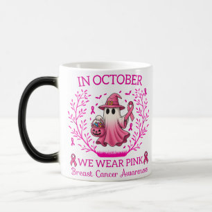 In oktober Draag we Pink Ghost Witch borstkanker Magische Mok