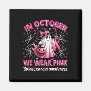 In oktober Draag we Pink Ghost Witch borstkanker Magneet