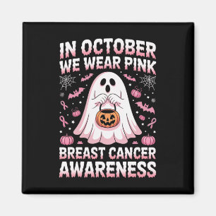 In oktober Draag we Pink Ghost Witch borstkanker Magneet
