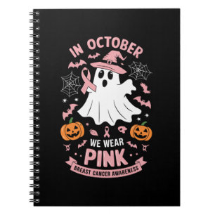 In oktober Draag we Pink Ghost Witch borstkanker Notitieboek