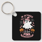 In oktober Draag we Pink Ghost Witch borstkanker Sleutelhanger (Voorkant)