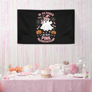 In oktober Draag we Pink Ghost Witch borstkanker Spandoek