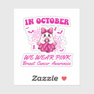 In oktober Draag we Pink Ghost Witch borstkanker Sticker