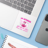 In oktober Draag we Pink Ghost Witch borstkanker Sticker (Laptop met iPhone)