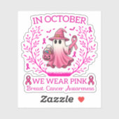 In oktober Draag we Pink Ghost Witch borstkanker Sticker (Vel)