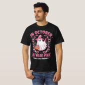 In oktober Draag we Pink Ghost Witch borstkanker T-shirt (Voorkant volledig)
