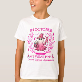 In oktober Draag we Pink Ghost Witch borstkanker T-shirt