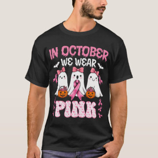 In oktober Draag we Pink Ghost Witch borstkanker T-shirt