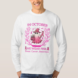 In oktober Draag we Pink Ghost Witch borstkanker T-shirt