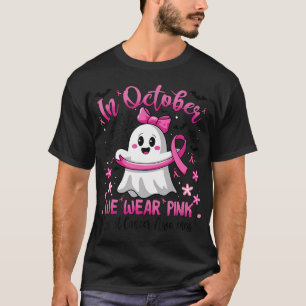 In oktober Draag we Pink Ghost Witch borstkanker T-shirt