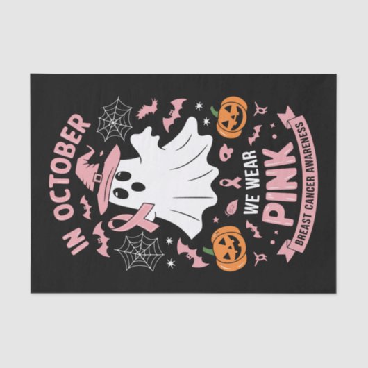 In oktober Draag we Pink Ghost Witch borstkanker Tissuepapier (Voorkant)
