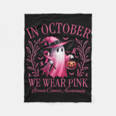 In oktober Draag we Pink Ghosts Breast Cancer Awar Fleece Deken (Voorkant)