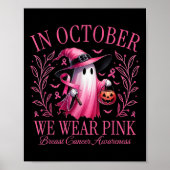 In oktober Draag we Pink Ghosts Breast Cancer Awar Poster (Voorkant)