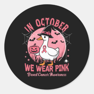 In oktober Draag we Pink Goose Breast Cancer Aware Ronde Sticker