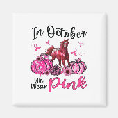 In oktober Draag we Pink Horse Pumpkin Leopard Bre Magneet (Voorkant)