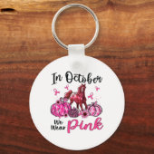 In oktober Draag we Pink Horse Pumpkin Leopard Bre Sleutelhanger (Voorkant)