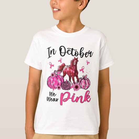 In oktober Draag we Pink Horse Pumpkin Leopard Bre T-shirt (Voorkant)