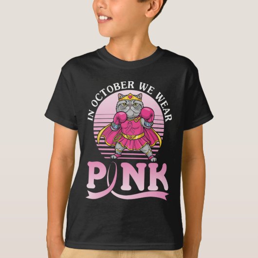 In oktober Draag we Pink Persian Cat Warrior voor  T-shirt (Voorkant)