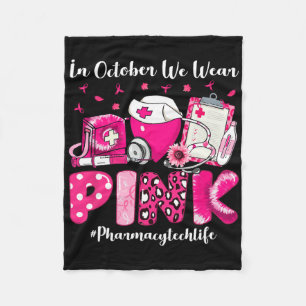 In oktober Draag we Pink Pharmacy Tech Life Breast Fleece Deken