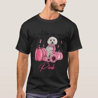 In oktober Draag we Pink Pumpkin Maltese Dog Pink  T-shirt