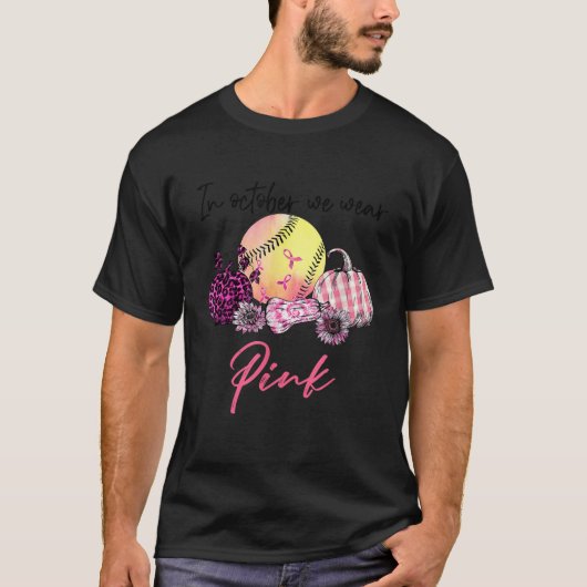 In oktober Draag we Pink Pumpkin Softball Breast C T-shirt (Voorkant)