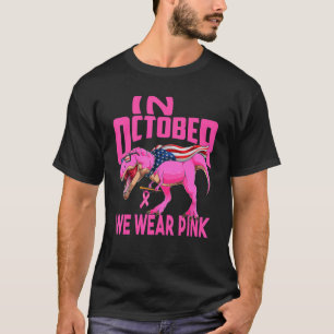 In oktober Draag we Pink Rex Mam American Flag Wom T-shirt