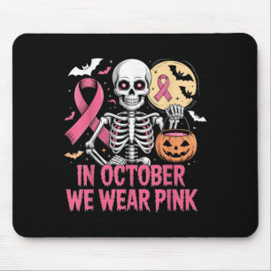 In oktober Draag we Pink Skeleton Breast Cancer Ha Muismat