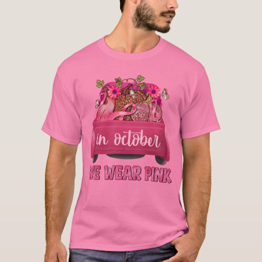 In oktober Draag we Pink Truck met pompoenen T-shirt (Voorkant)