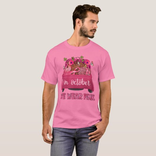 In oktober Draag we Pink Truck met pompoenen T-shirt (Voorkant volledig)