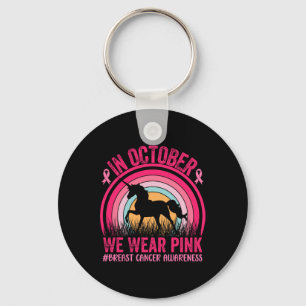 In oktober Draag we Pink Unicorn Breast Cancer Awa Sleutelhanger