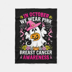 In oktober Draag we Pink Witch Ghost Pumpkin Breas Fleece Deken