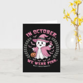 In oktober Draag we Pink Witch Ghost Pumpkin Breas Kaart (Gele Bloem)