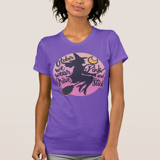 In oktober Draag we Pink Witch Warrior borstkanker T-shirt (Voorkant)