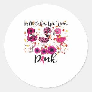 In oktober Draag we PinkBreast Cancer Awarene Ronde Sticker