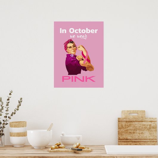 In oktober draag we Rosie de riveter Poster (Keuken)