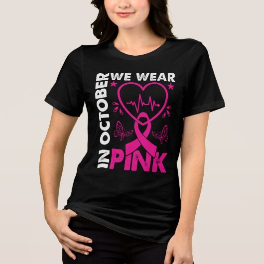 In oktober Draag we roze 2024 T-shirt (Voorkant)