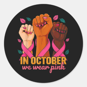 In oktober Draag we roze 2025 borstkanker Awarene Ronde Sticker