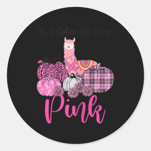 In oktober Draag we roze baard Ronde Sticker (Voorkant)