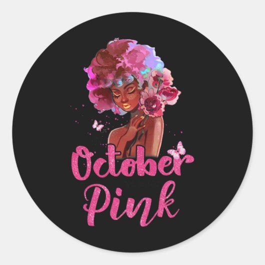 In oktober Draag we roze bal Ronde Sticker (Voorkant)