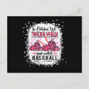In oktober draag we roze Baseball Breast Cancer Aw Briefkaart