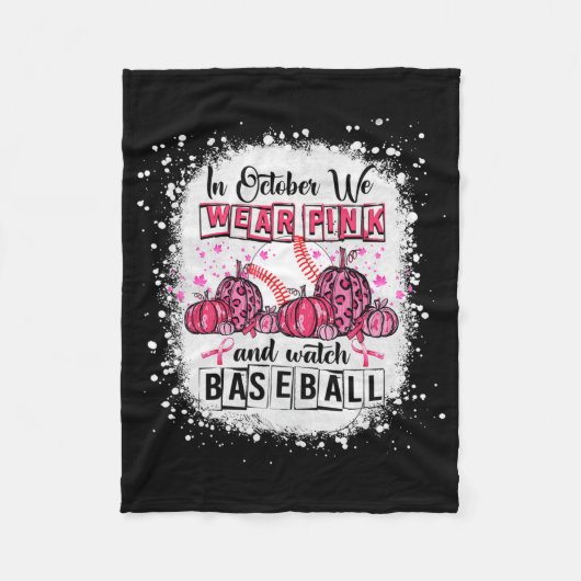 In oktober draag we roze Baseball Breast Cancer Aw Fleece Deken (Voorkant)