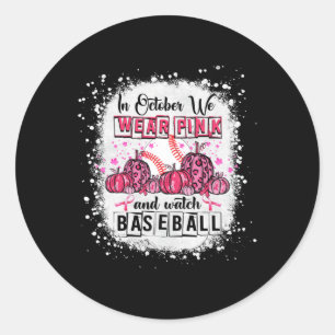 In oktober draag we roze Baseball Breast Cancer Aw Ronde Sticker