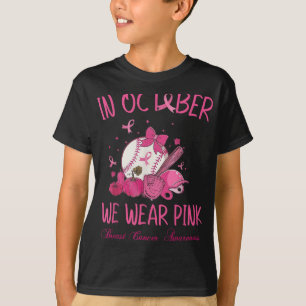 In oktober Draag we roze Baseball Breast Cancer Aw T-shirt