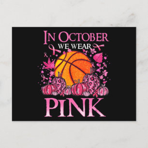 In oktober Draag we roze Basketball Breast Cancer  Briefkaart