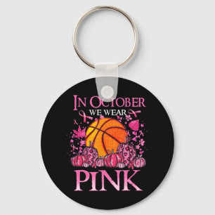 In oktober Draag we roze Basketball Breast Cancer Sleutelhanger